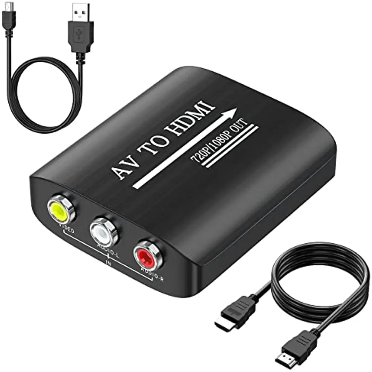 Cavi Av a HDMI Converter, composito al convertitore HDMI Compatibile con Wii, PS One, PS2, PS3, STB, Xbox, VHS, VCR, Blueray DVD