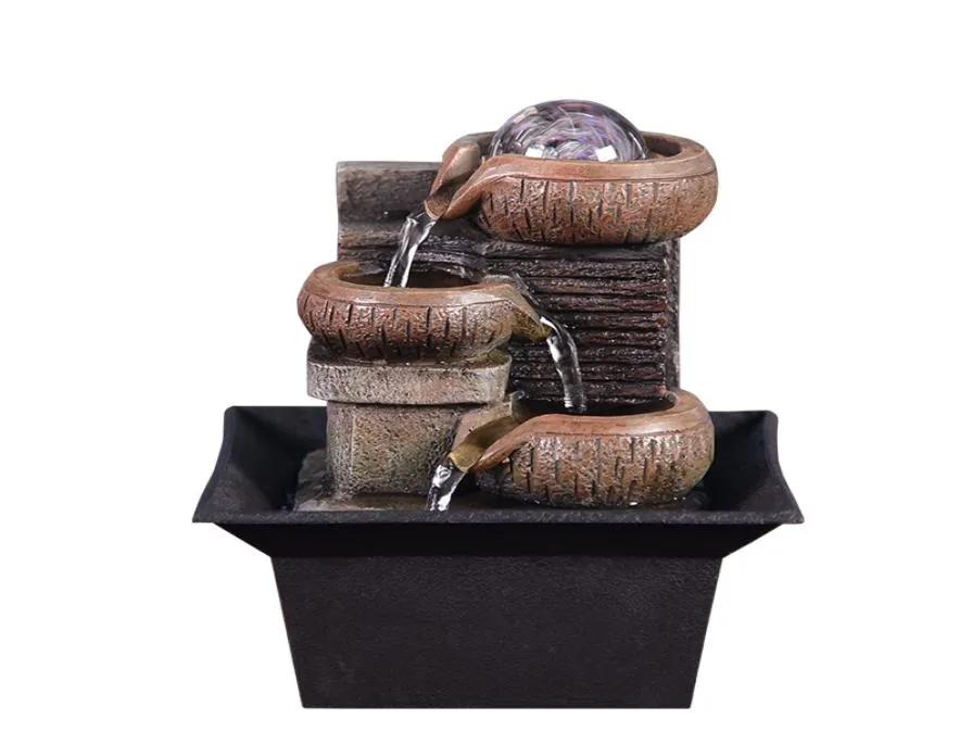 Geschenke Desktop Wasserbrunnen tragbarer Tischhochwasserfall Kit beruhigen Entspannung Zen Meditation Lucky Fengshui Wohndekorationen T24134641
