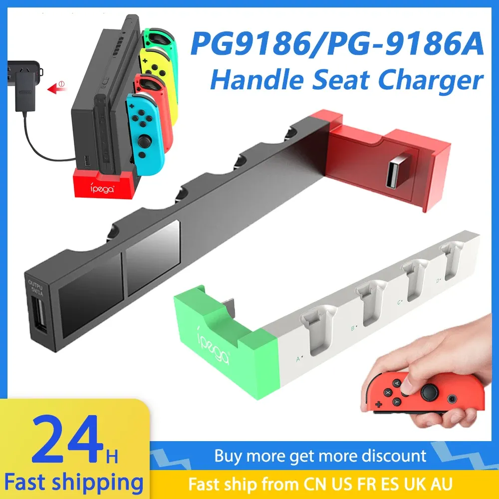 Tillbehör PG9186A/PG9186 SPEL CONTROLLER Laddare laddningsstation Base Realtime Display för Nintendo Switch Joy Con med indikatordelar