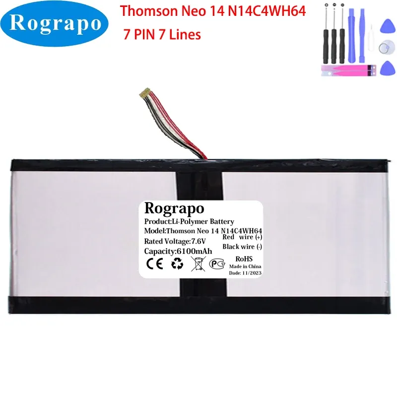 Batteries New 7.6V 6100mAh Thomson Neo 14 N14C4WH64 WTL 45100130P Notebook Laptop Battery 7 PIN 7 Wire Plug
