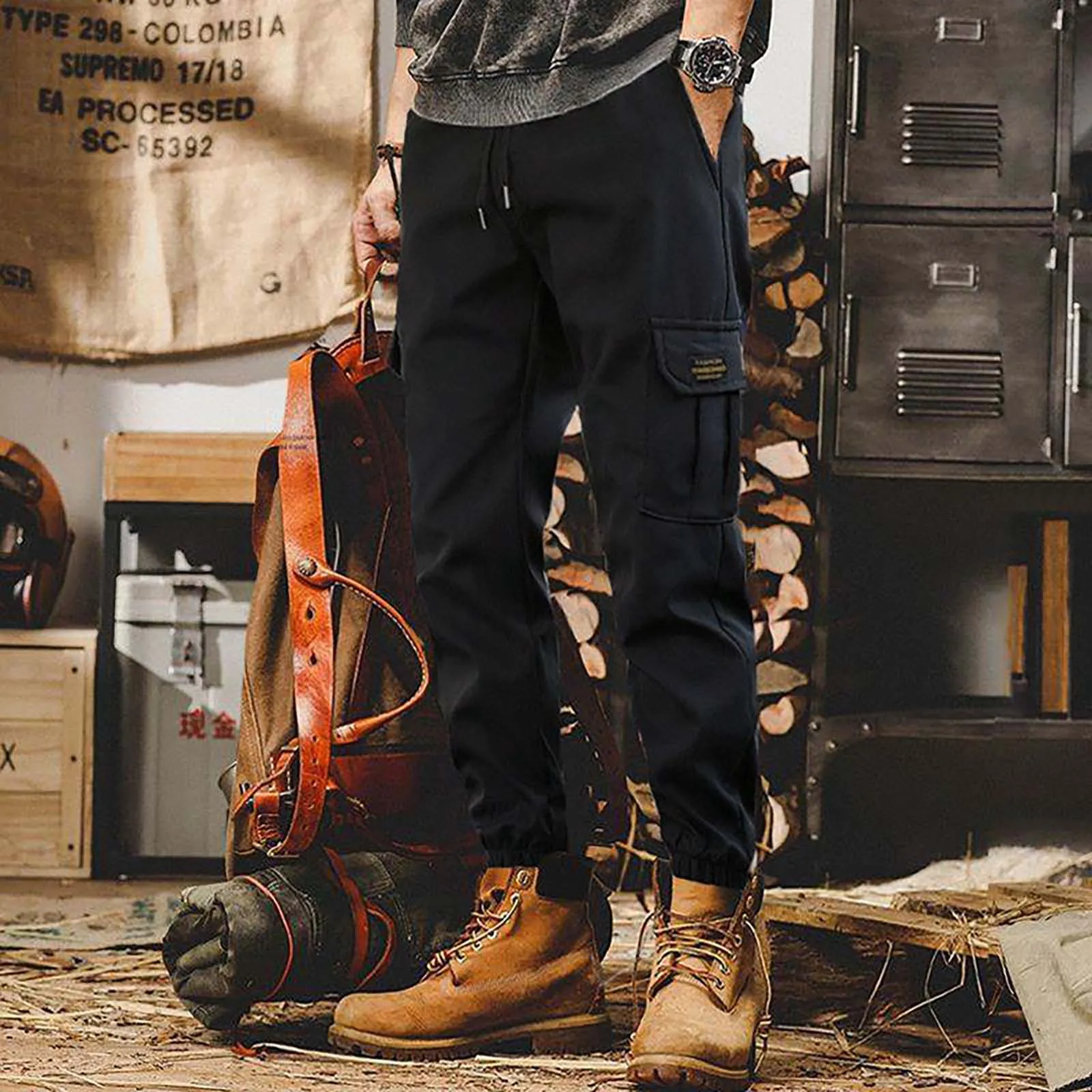 Men's Fashionable Cuffed workwear pants Pants with Big