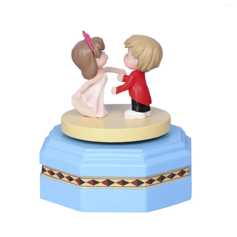 Window Stickers Music Box Ornament Cartoon Couple Figurine Craft Desktop Decoration Gift For Birthday Valentine's Day