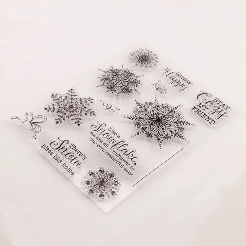 Xmas Snowflake Silicone Clear Seal Stamp for DIY Scrapbooking ...