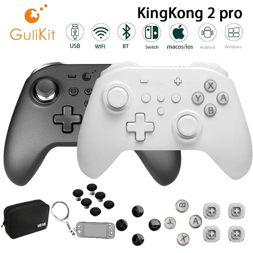 GamePads Gulikit Kingkong 2 Pro contrôleur avec un sweet de sac de sac Switch Wakeup pour macOS Windows iOS Android Somatosensory GamePad