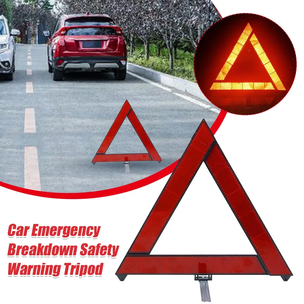EIDRAN Car Emergency Breakdown Warning Triangle – Red Reflective Safety Hazard Kit