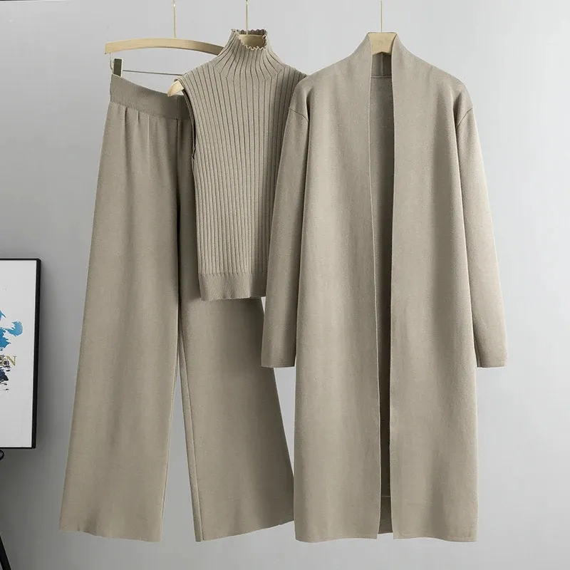59% OFF Spring Autumn 3‑Piece Women Cardigan Tracksuit – Vintage Knitted Pant Set