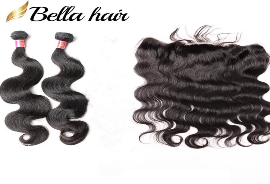 Bella Hair 8A Chiusura frontale in pizzo con fasci di capelli estensioni brasiliane non trasformate non trasformate onda naturale naturale onda del corpo umana 2955012