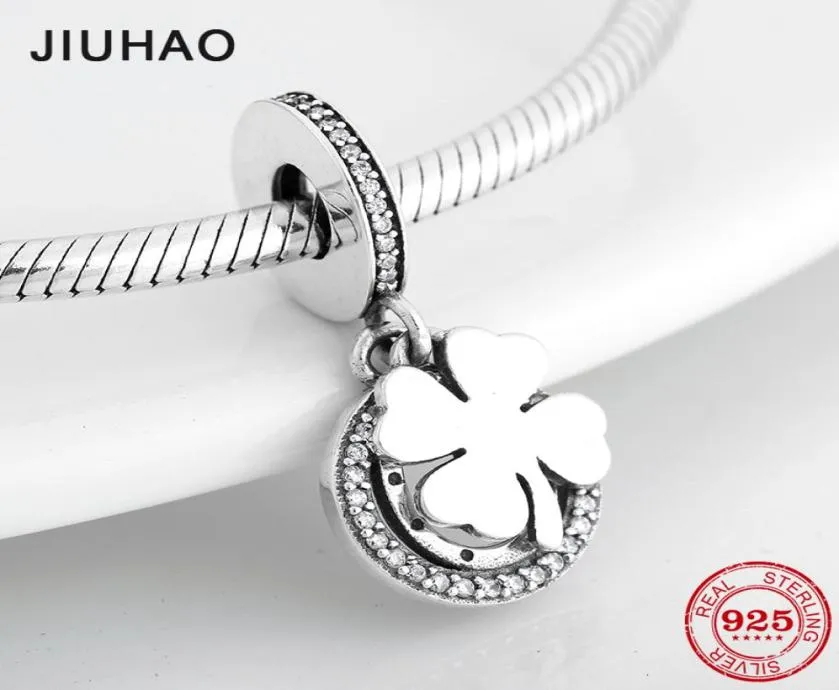 Nowy 100% 925 Sterling Silver Lucky Clover Fashion Fine Wiselanty Koraliki Fit Fit Oryginalna biżuteria bransoletki Bransoletka Making CJ191165755515