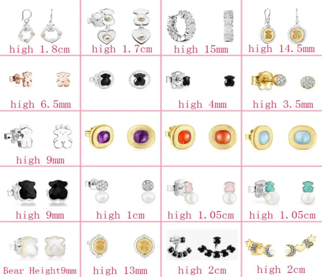 2022 Nouveau populaire 100 925 Boucles d'oreilles en argent en argent sterling ours les dames Beauul Boucles d'oreilles de tempérament classiques bijoux A33706427