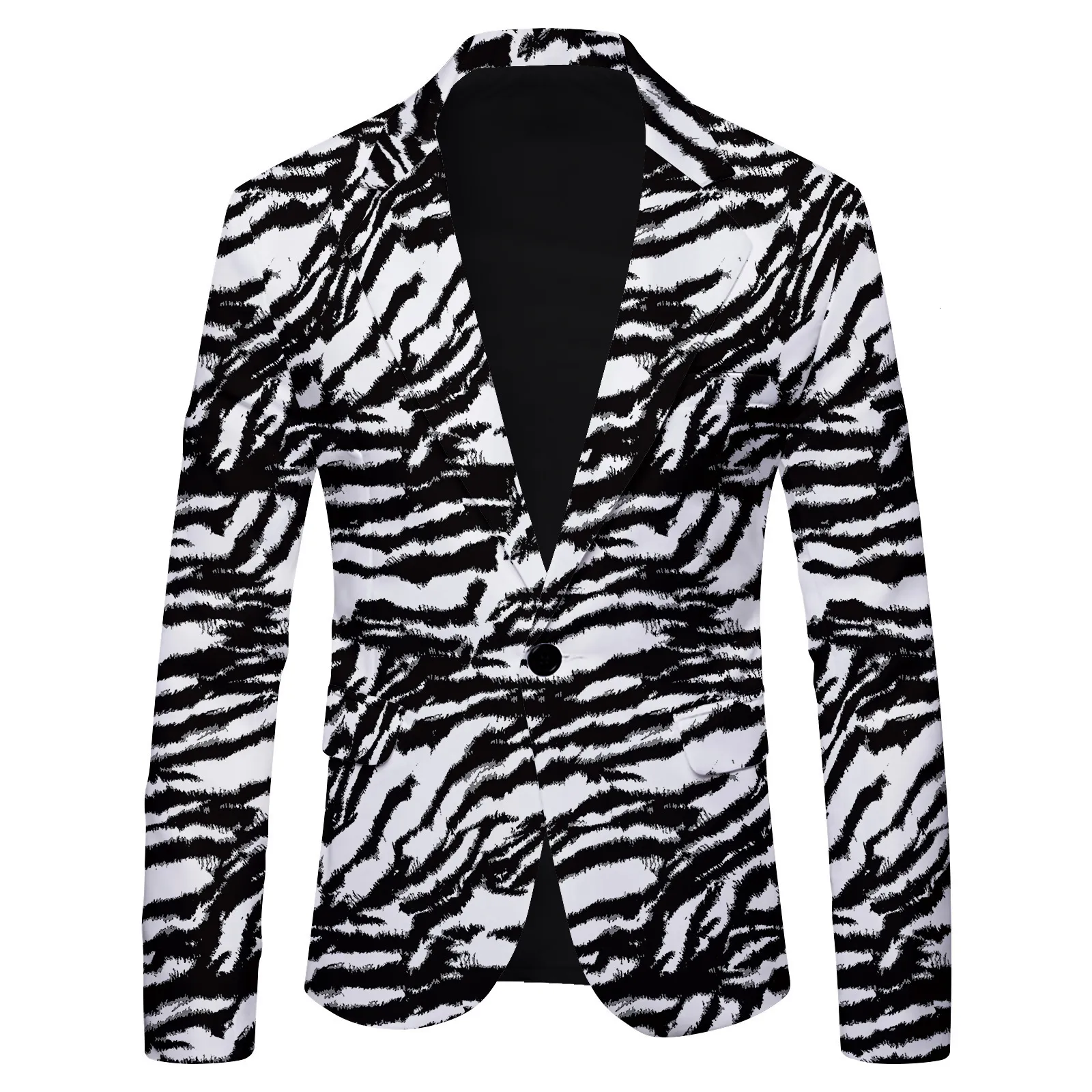 Herren Metallic Gold Zebra Print Party Blazer Marke Slim Fit Single Breasted Shiny Anzug Blazer Männer Party Abschlussball Stage Kostüm 210522