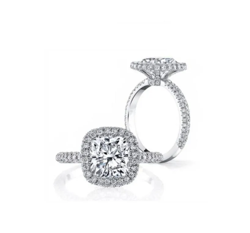Gioielli da sposa LESF 925 Sterling Silver for Women Ring 3 CT Cuscine Tut Diamond Diamond Engagement Regalo di matrimonio J011225931442004334