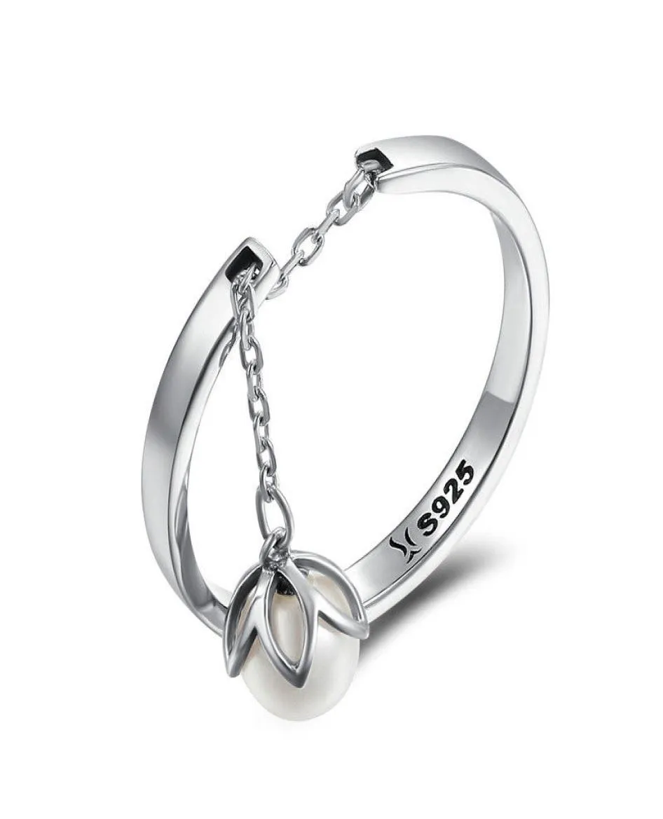Femmes039S Cupronickel Solid S925 Silver Ring Dangel Eau douce Perle Réglable16355594981706