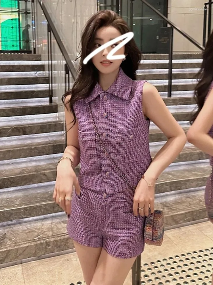 Women's Sequin Tracksuit Set, Sleeveless Vest and Low Waist Shorts, Fashion  Two Piece Set for Spring and Summer - Main Image