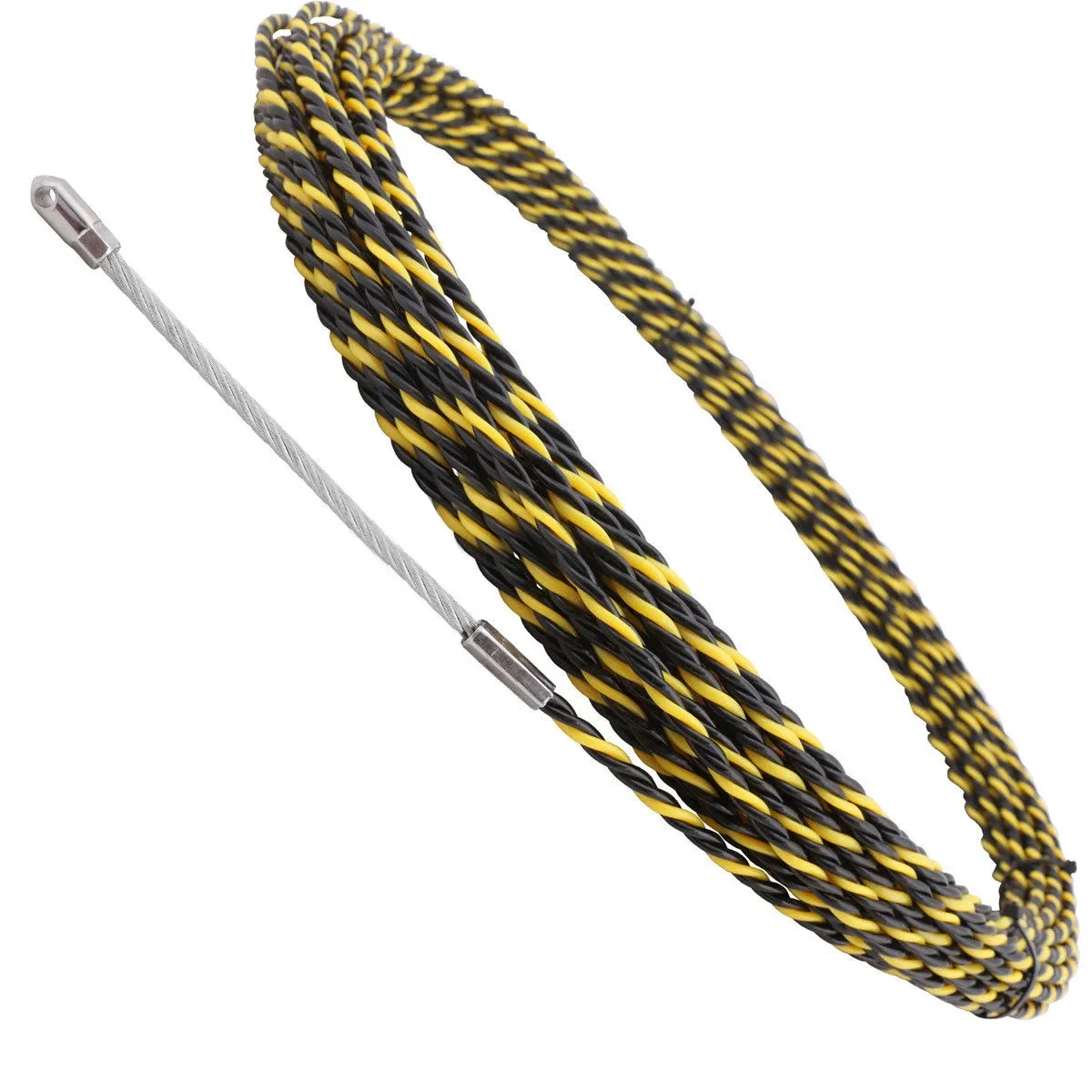 30M Fiberglass Running Cable Puller Fish Tape – Push-Pull Wire Rod With Spring Guide Head, Non-Conductive For Conduit & Wall Wiring