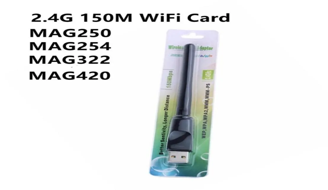 24GHz 150 Mbps Wireless USB -netwerkadapter 2dB Wifi -antenne WLAN -kaartontvanger voor MAG250 MAG254 MAG322 STB9871849