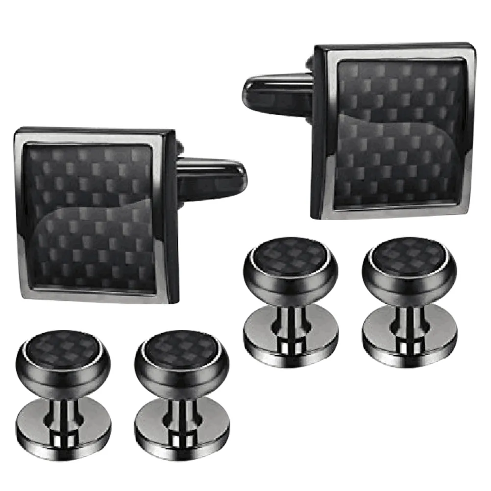 Cufflink & Stud Set: 6-Piece Shirt Cufflinks and Studs for Men's Shirt