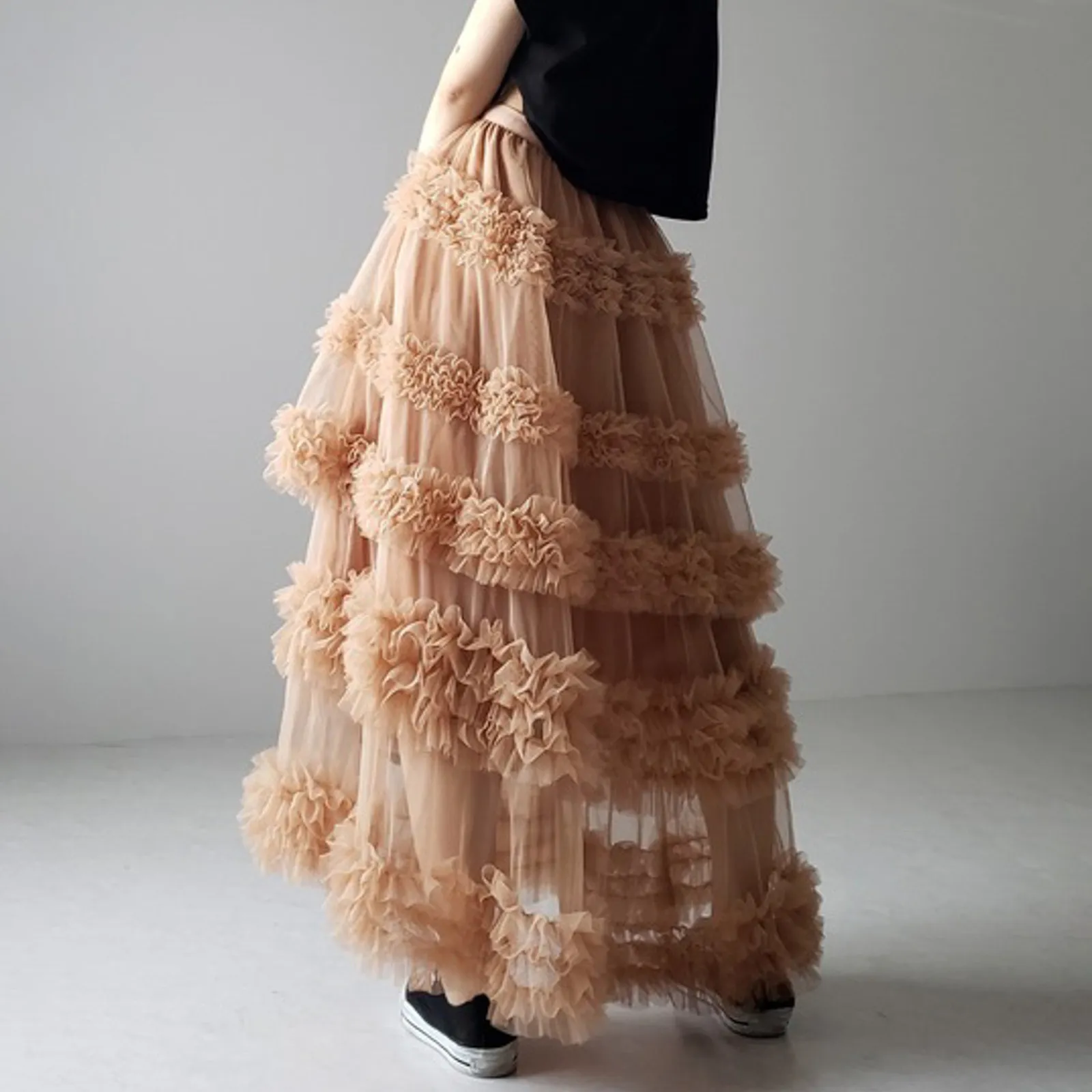 2024 Elegant Mesh Long Tulle Tiered Maxi Skirt For Women Elastic Waist Ball Gown With Solid Layered Gauze And Tutu Tiered Maxi Skirts From Homepro18 29.37 DHgate.Com