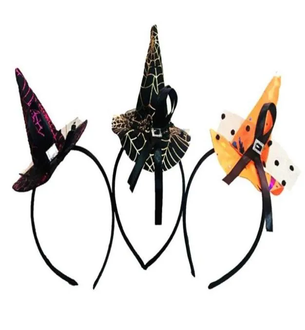 Mini Witch Hat Headband Cobweb Dots sluier pet Pasen Halloween Fancy Dress Costume Accessory Party Hoofdtooi Engy Presents3463260