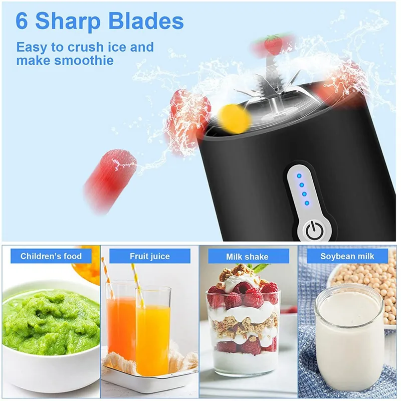 13 oz. Single Speed Blue Portable Smoothie Juice Blender with 6 blades 3D 2000mAh rechargeable battery 13 oz. Single Speed Blue Portable Smoothie Juice Blender with 6 blades 3D 2000mAh rechargeable battery