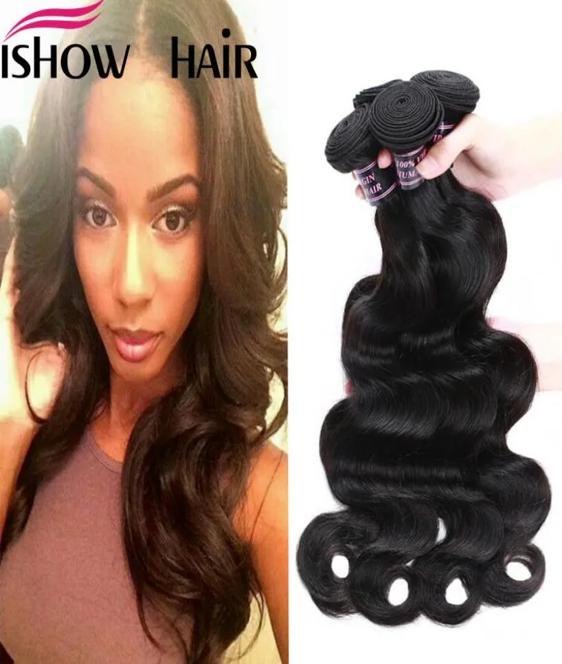 Peruvian Indian Maylasian Unprocessed Virgin Hair Body Wave Hair 4 Bundles Ishow Top 8A Hair Weave 828inch Selling 3552252