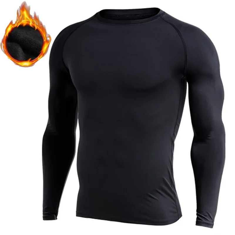 Camisetas para hombres Fleece Sports Camisetas de compresión suéter Crossfit Jersey Running Tops Keep Warm Rashgard Sport For Autumn