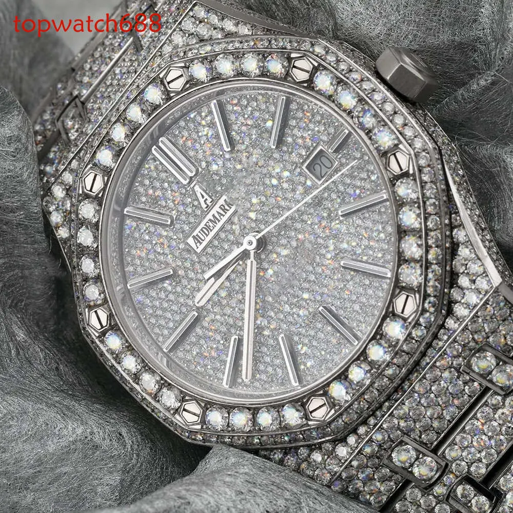 VVS Moissanite Mens Montre Luxe Original Audemar Pigeut Fullt Iced Out Chronograph Designer Watches High Quality Men Diamond Watch Dhgate New