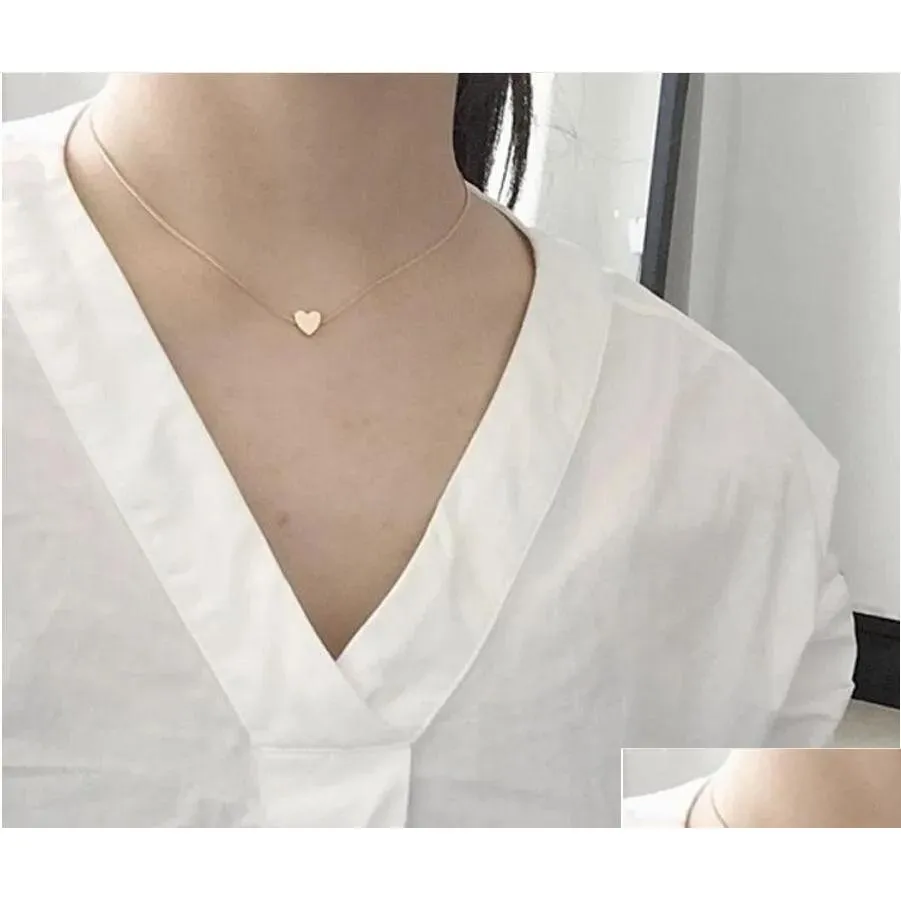 Chokers Sier Color Heart Pendant ketting voor vrouwen Korte keten Collana Kolye Choker Collar Love Sieraden Drop levering Kettingen Penda DHLM5