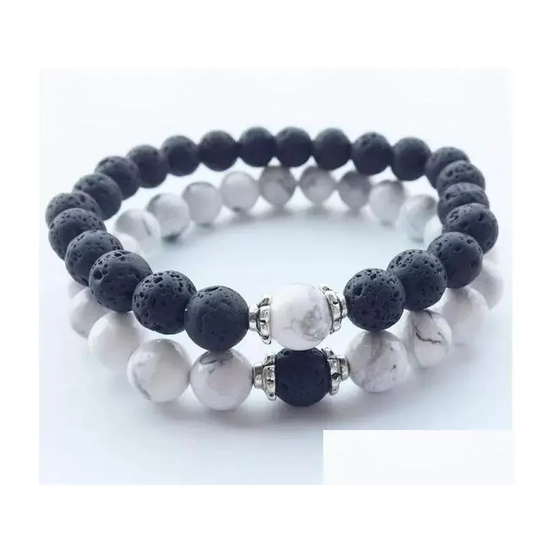 Beaded Natural Stone Bracelets New Lava Volcanic White Turquoise Bracelet Wholesale Handmade Beads For Men Women Jewelry Drop Deliver Dh6Rx