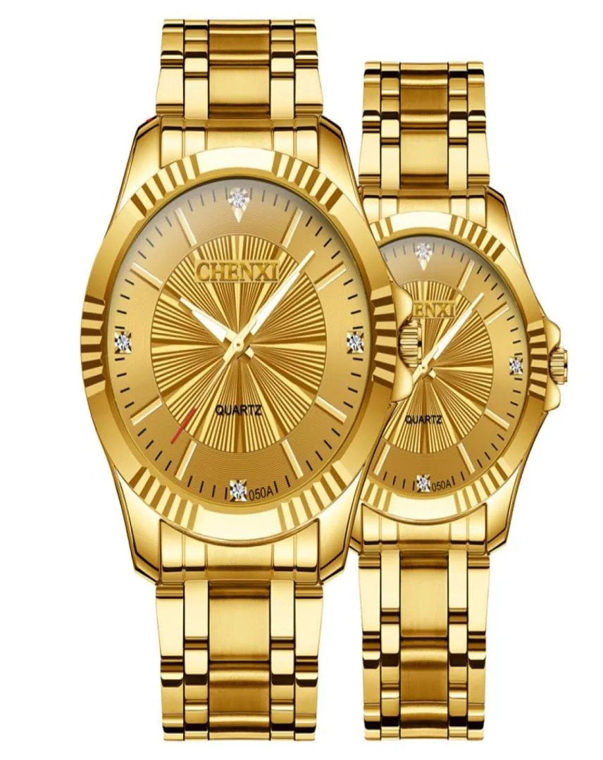 Luxury Unisex Creative Golden Mens Quartz orologi da polso da donna con orologi di lussuoso orologio di lusso in acciaio Waterproof Gold Watc2535029