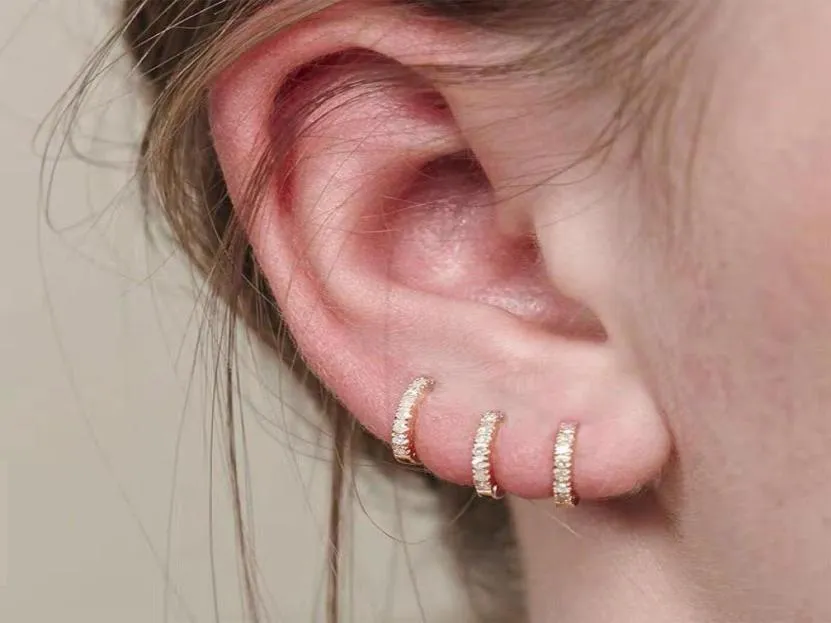 6mm/8mm/10mm små hoopörhängen för kvinnor män guld silver färg enkel minimal liten cz lage örat piercing huggie6813707