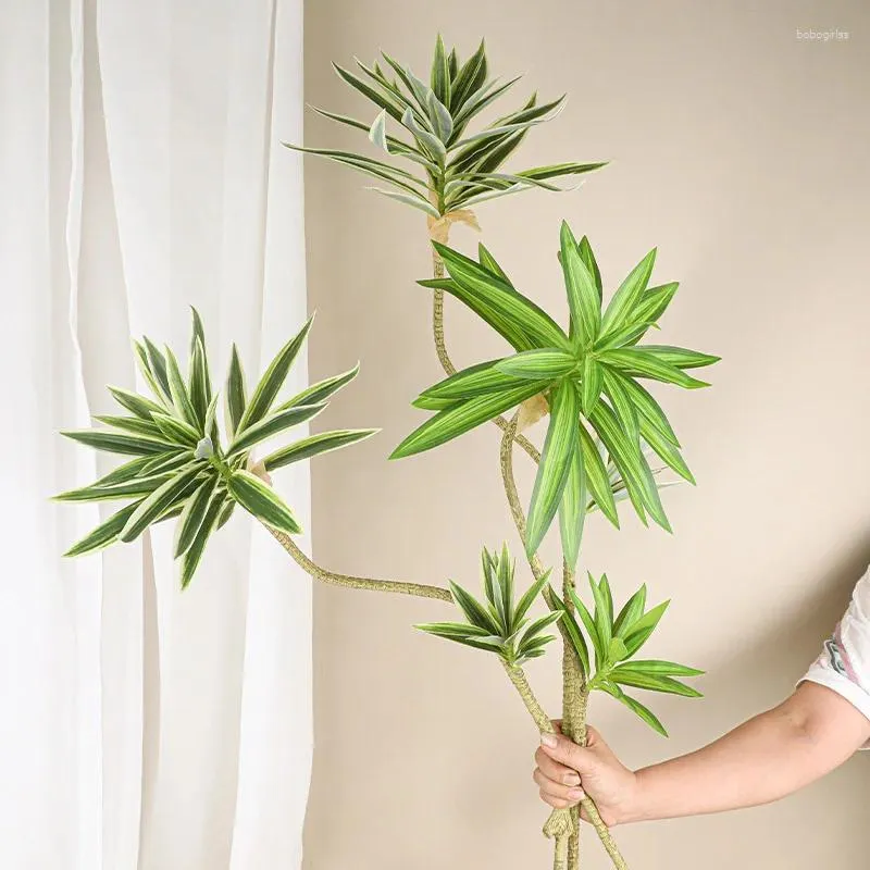 Flores decorativas simulação nórdica inseada galho de planta verde única 2 peças de decoração de sala de estar de cabeça para a paisagem ao ar livre