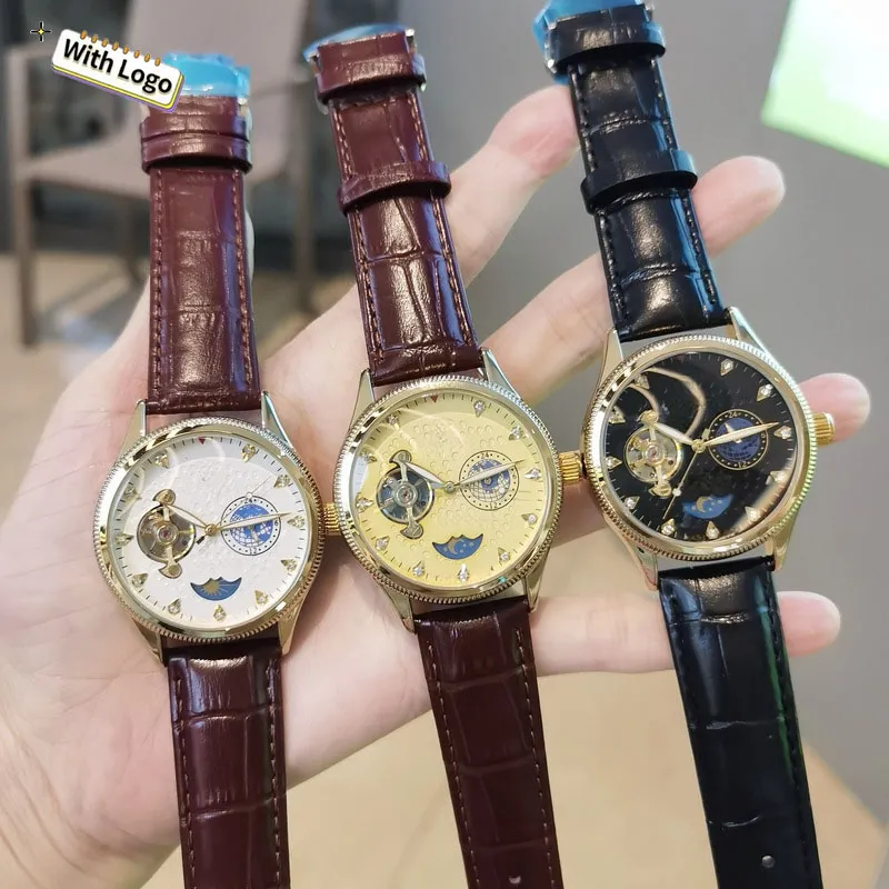 Designer Watch Watchs Version originale de haute qualité, Veillement de luxe en cuir authentique pour hommes Men Vacuum Electroplaste, précision de précision, montre mécanique