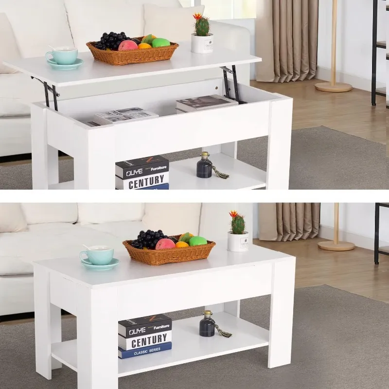 FDW Lift Top Coffee Table with Hidden Compartment and Storage Shelf ...
