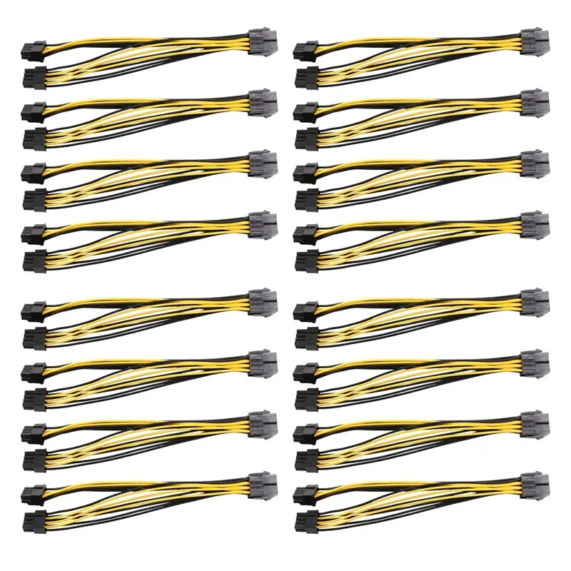 Levererar 20pack PCIe 8pin till 2x 8 stift (6+2) Power Splitter -kabel för PCIe PCI Express Bildkort Y Splitter -förlängningskabel