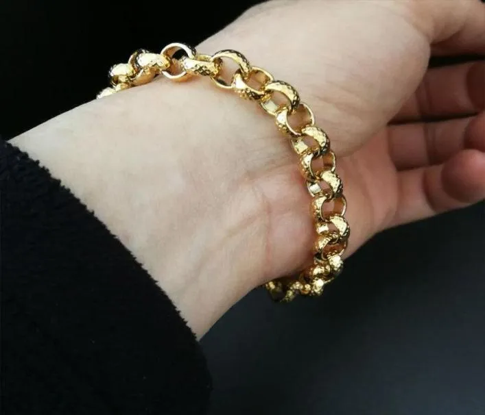 Золотая цепь Золотая кольца Belcher Bolt Link Mens Womens Solid Bracelet Jewllery в 1824 см. Длина 5869525