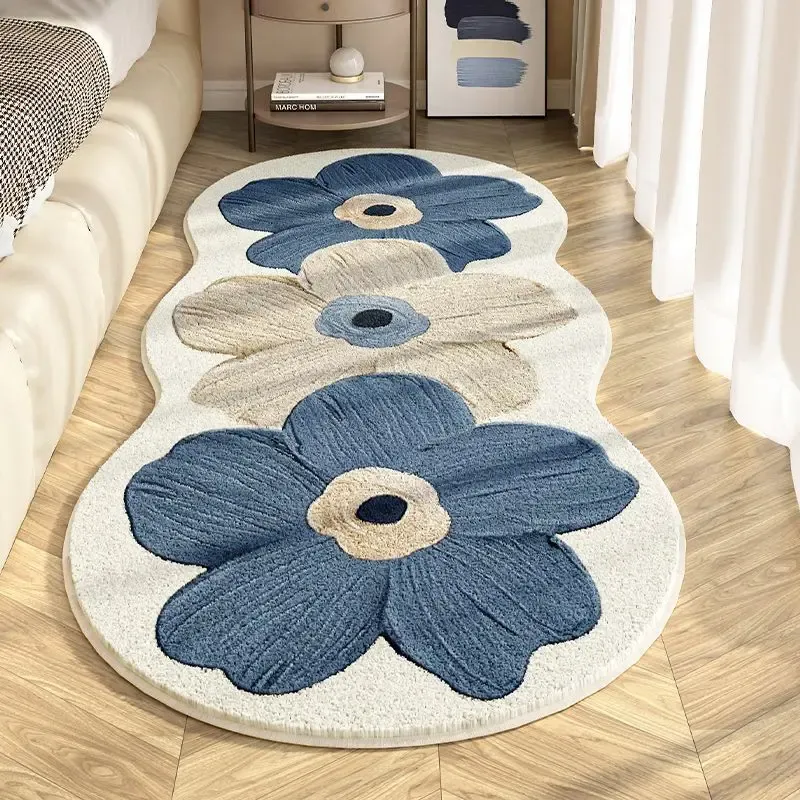 INS Fluffy Cute Bedroom Rug Bedside Floral Soft Comfortable Carpet