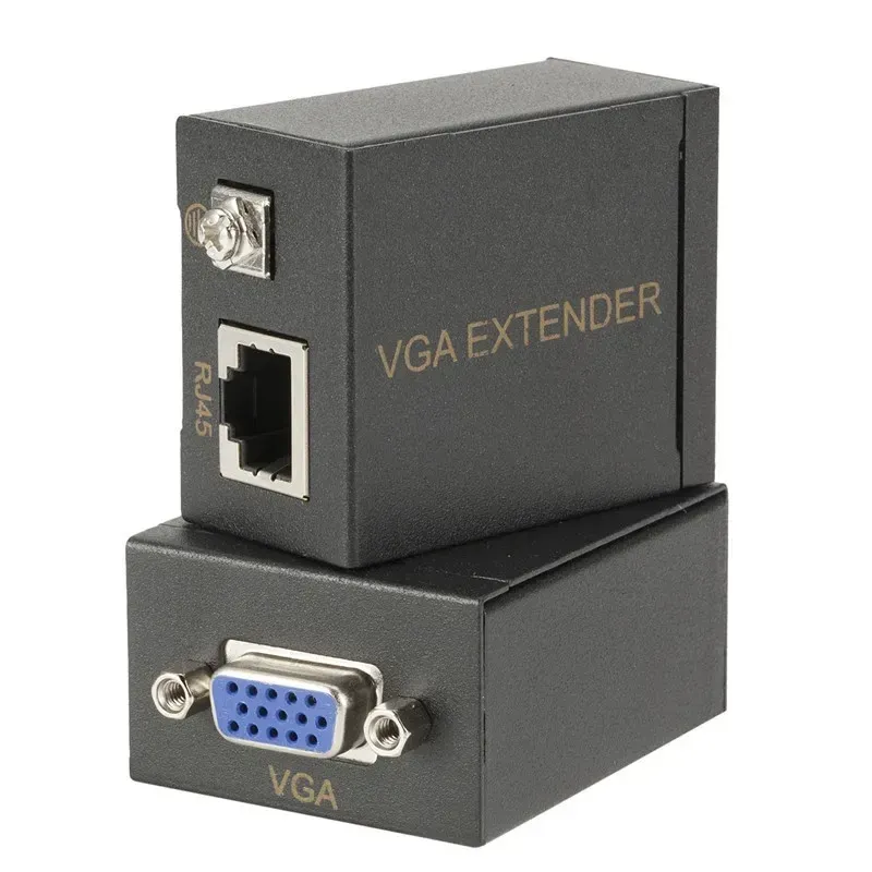 1 par receptor transmissor VGA para RJ45 Extensor Repeator por CAT5E/6 até 60m VGA UTP para PC Laptop Projector