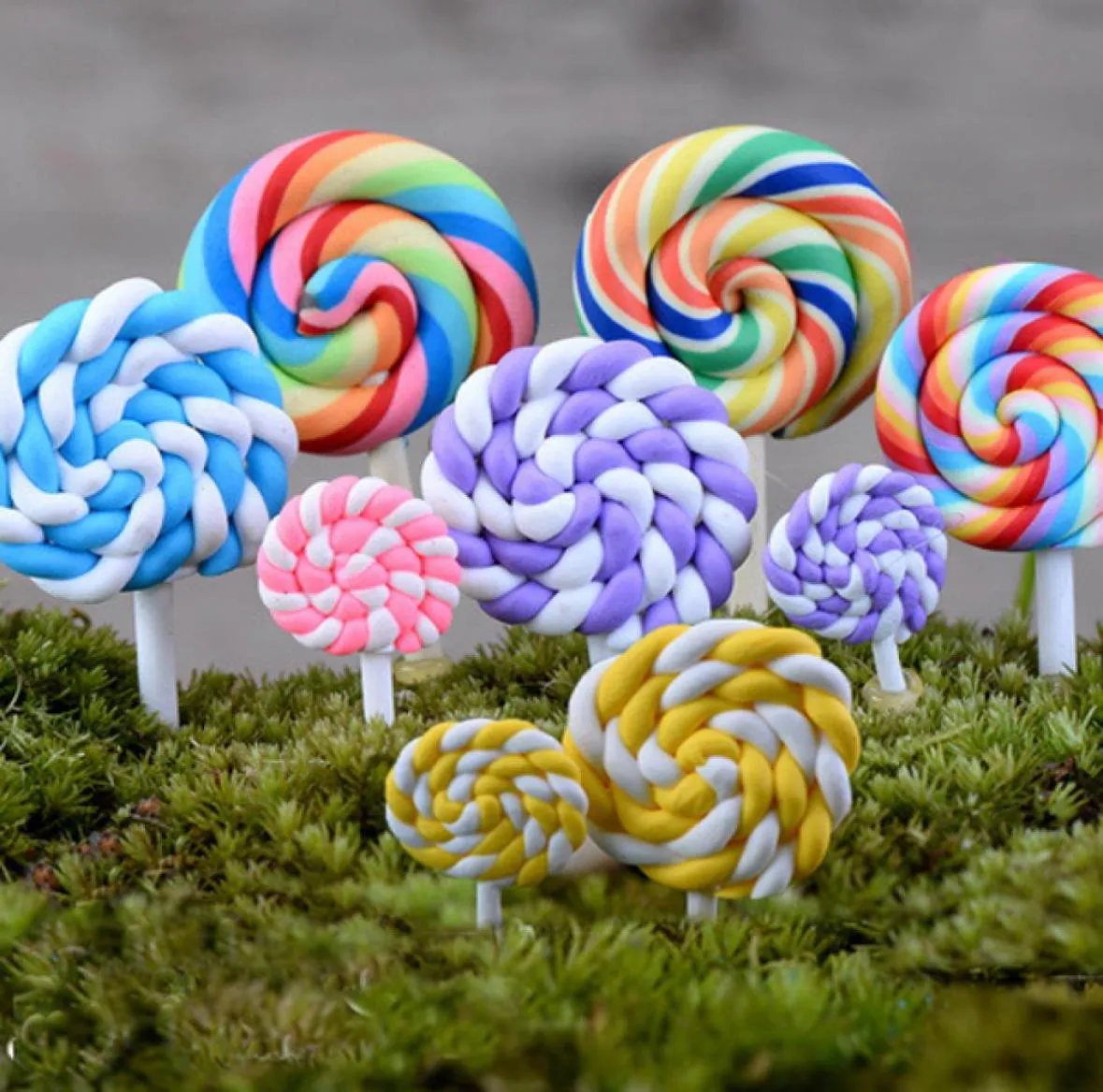 12PCS Rainbow Lollipop Wedding Home Decor Miniatury gnome terrarium figurki bajki ozdoby ogrodowe Dollhouse DIY1198982