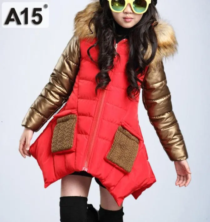 Kids Girls Winter Jacket with Fur Collar Parka Clothes Baby Warm Hooded Cotton Coats Big Size 4 6 8 10 12 14 Years 2011029786860