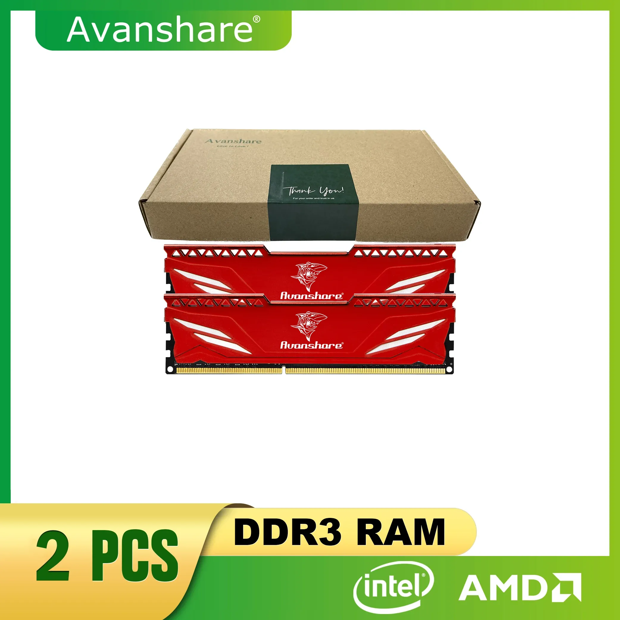 RAMS AVANSHARE RADIATEUR DE BURICE Memoria DDR3 8 Go 4 Go 1600MHz 1300MHz Red Heat therm Ram pour Intel AMD Motorard All Compatible