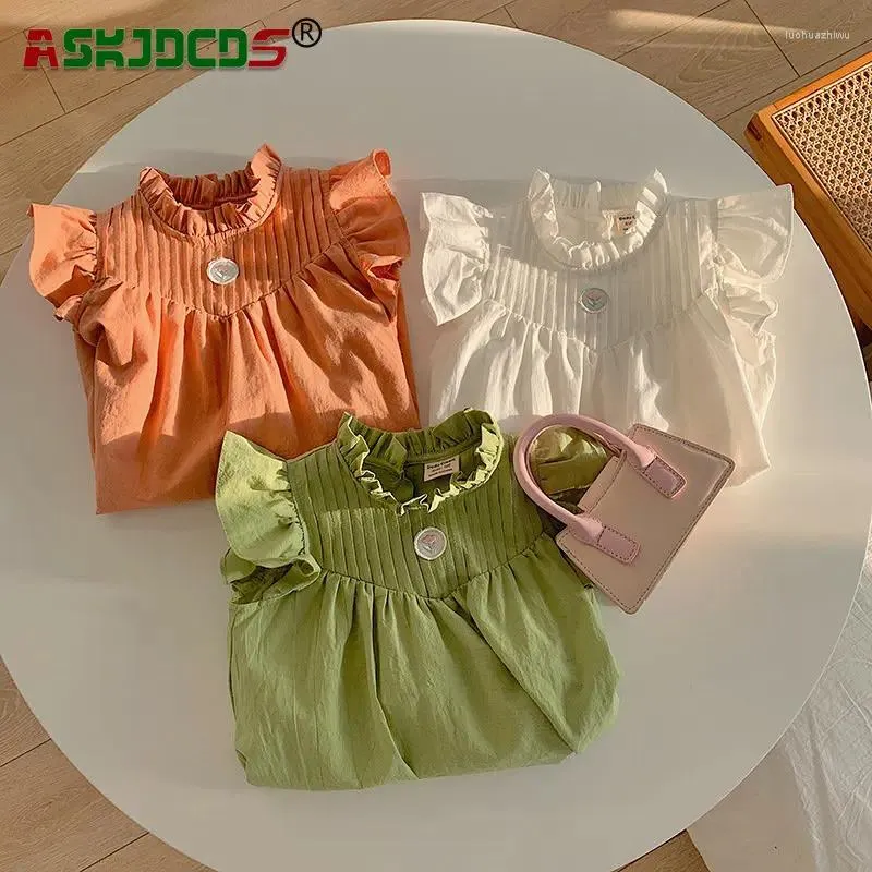 Vestidos de menina 2024 verão em crianças vestido de cor sólida roupas crianças meninas bordando bordado flor de flor de joelho na altura do joelho