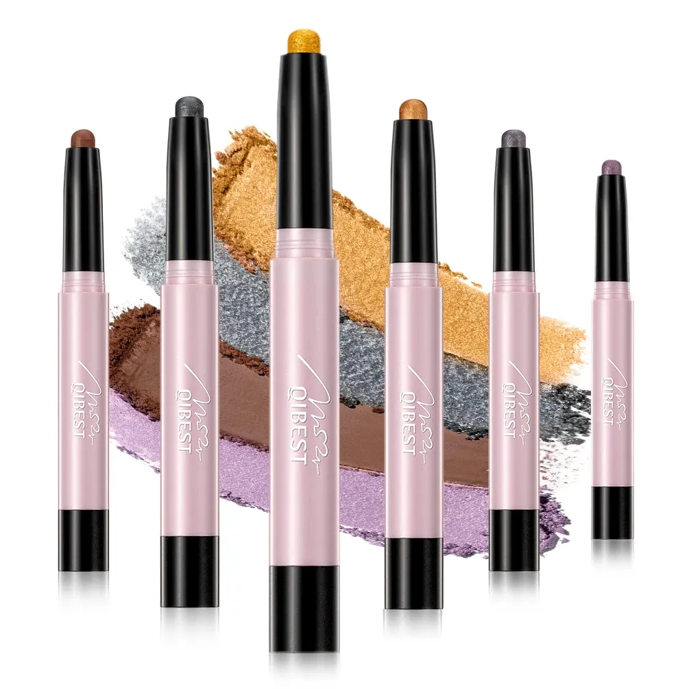 Shadow 6 Pcs Metallic Eyeshadow Stick Neutral Brown Shimmer Cream Eyeshadow Pencil Crayon Waterproof Long Lasting Eyeshadow Stick Sets