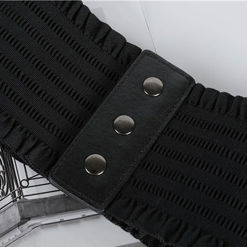 Wide Black PU Leather Elastic Waistband Belt for Women, 3 in  display picture 1