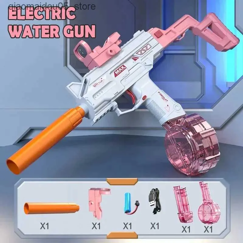 Песчаная игра в воду Fun Uzi Smg водяной пистолет электрический пистолет, стреляющий из игрушечного пистолета Полностью автоматический летний бассейн, пляж, игрушка, девочки, девочки, взрослые Q240413