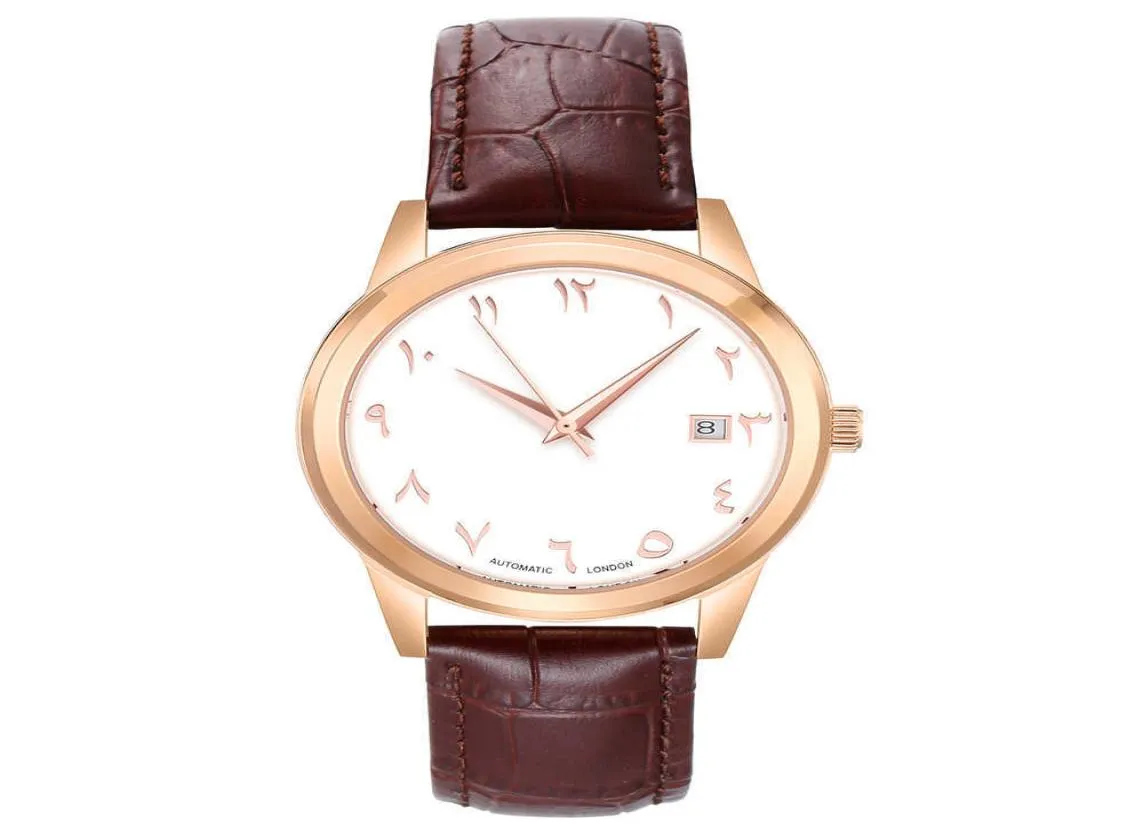 Automatic Arabic Watches Luxury Arabian Numbers Wristwatch Auto Movement Urdu Numerals Clocks Unisex Dial Face Q09024960416