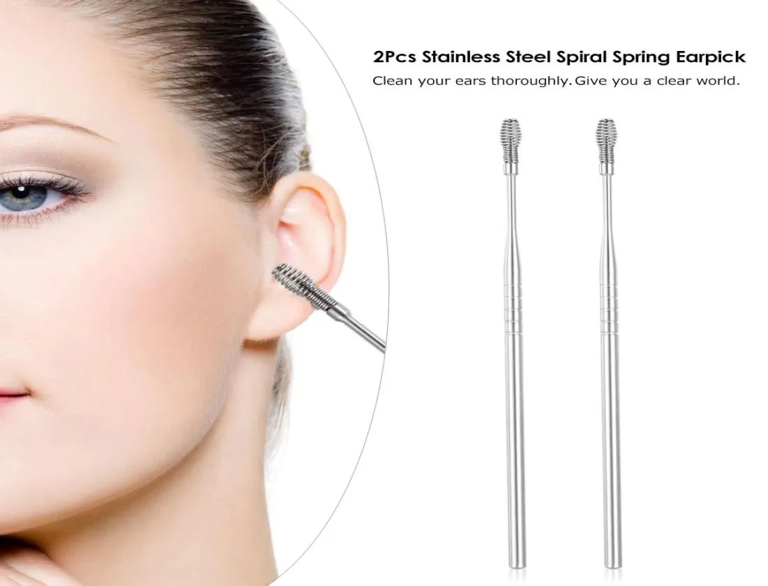 Stal nierdzewna Earpick Earwalus Curette Clereth Cleaner Uch Ear Sar Ear Ear Ear Wax Cleaner narzędzie 2PCS7423458