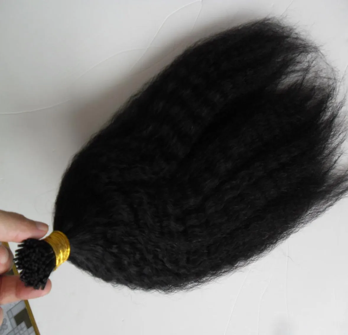 14 quot18quot 20 quot22quot 24 quotcoarse yaki Remy Keratin i Tip kinky straight Hair Extensions Pre Natural Human Hair 1355128