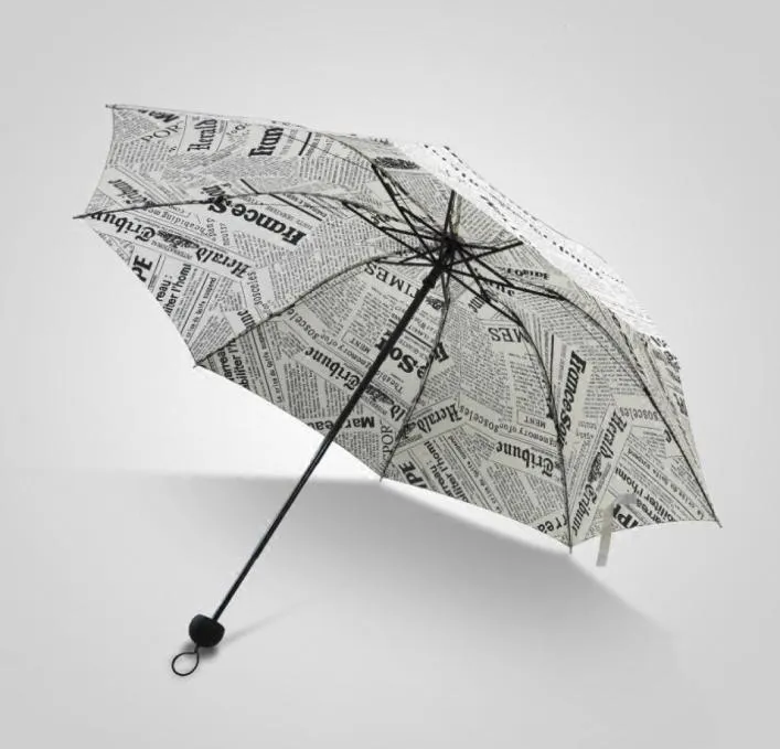 Kreatywny retro gazeta słoneczny parasol podwójne użycie Trifold Fold Men Men Women Student Fashion Osobowość Parasol Whole5702344