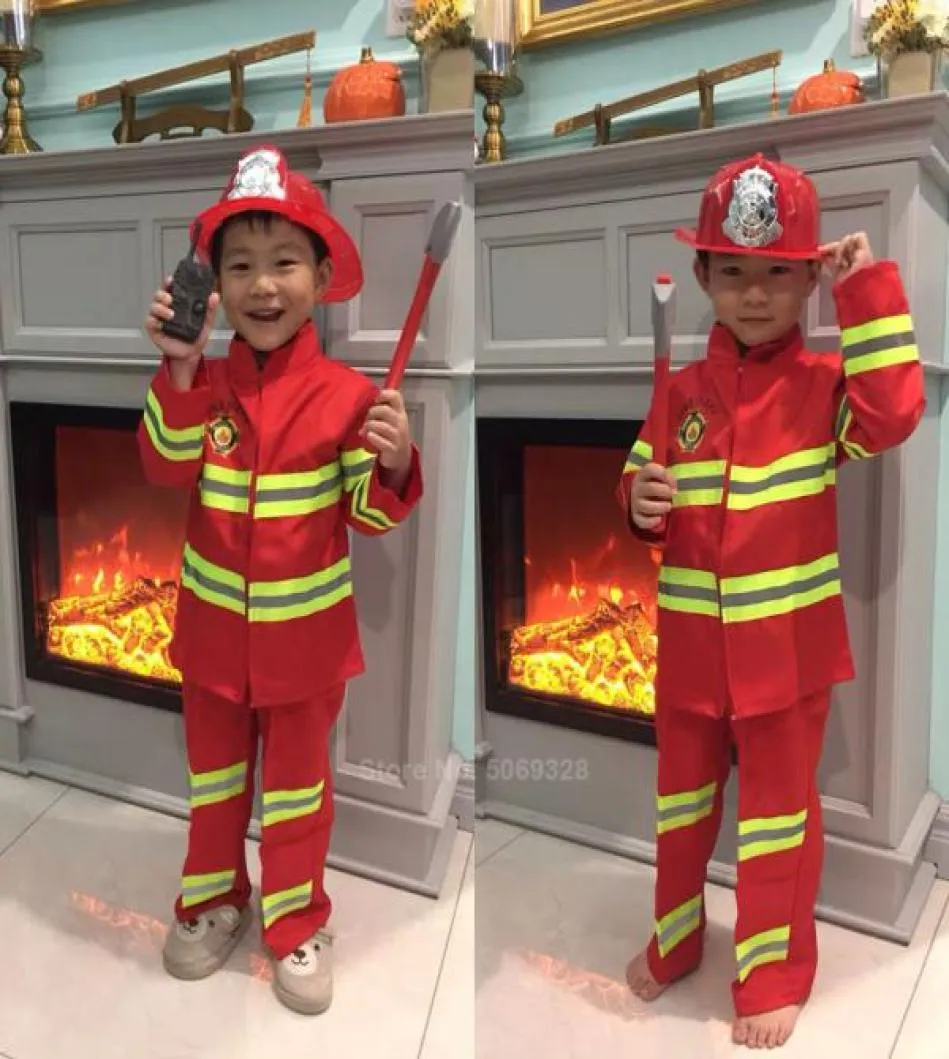 Fireman Sam Kids Halloween Christmas Cosplay Costumes For Girls Boy Carnival Party Fancy Suit Kids Firefighter Uniform Game Wear6406396