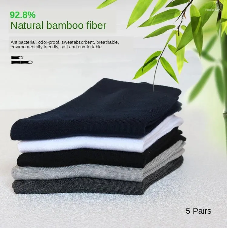 Meias masculinas 5 pacote de alta qualidade homens homens de bambu fibra negócios respiráveis longos brancos e pretos Chaussette Homme presentes para homem